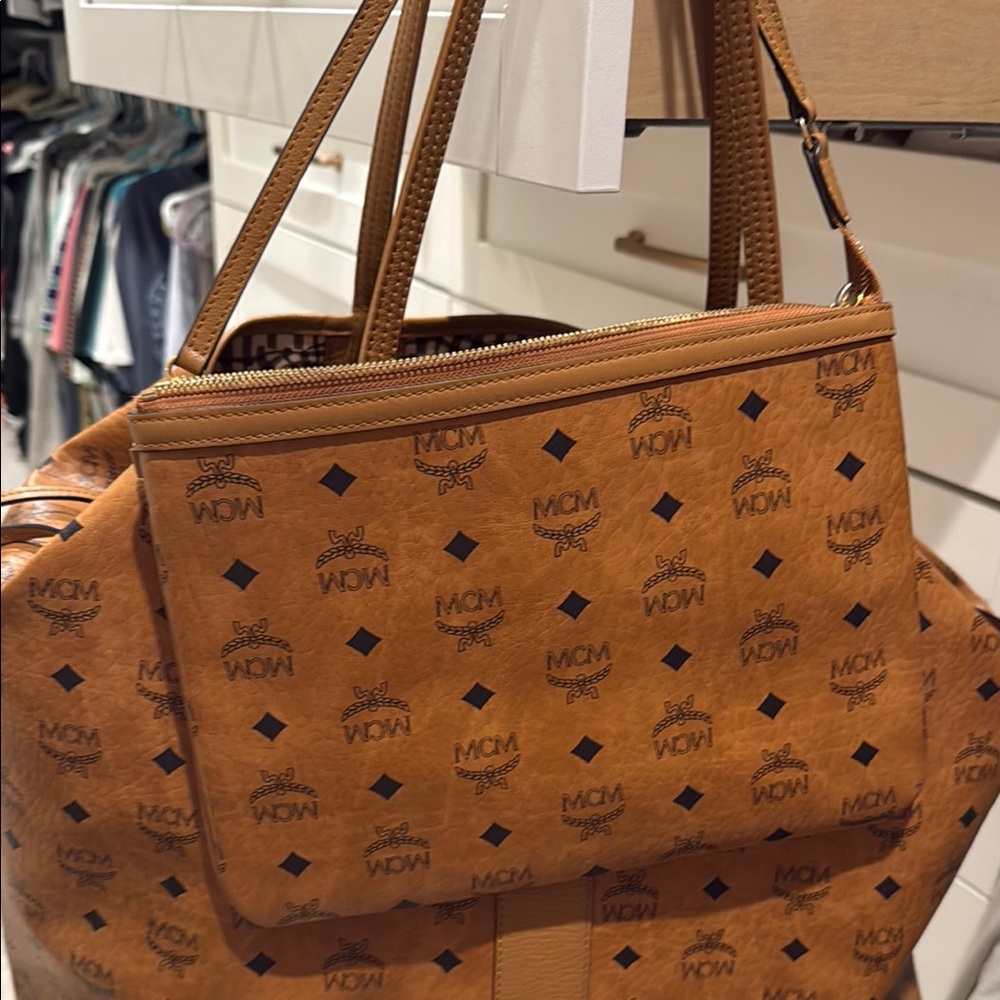 MCM Cognac Monogram Tote - Picture 5 of 9
